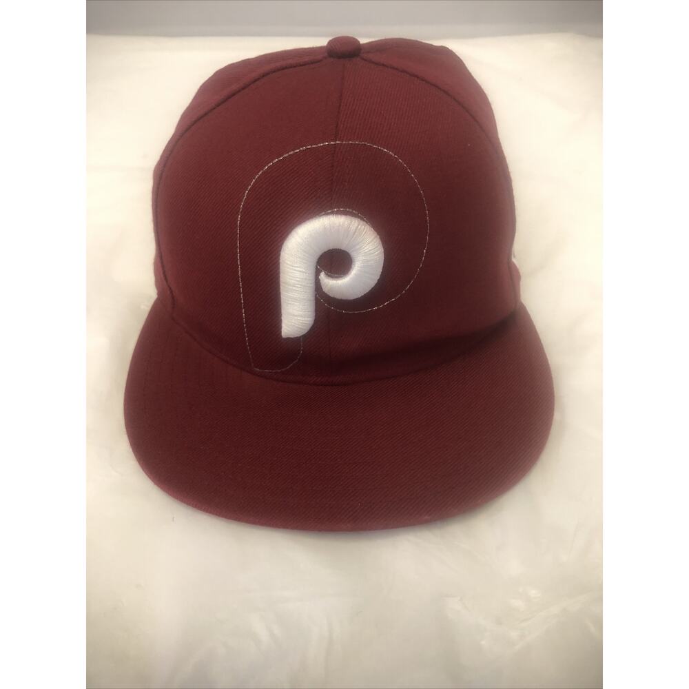Vintage Philadelphia Phillies Maroon Plain Logo Starter Hat 100% Wool (7 1/8””)